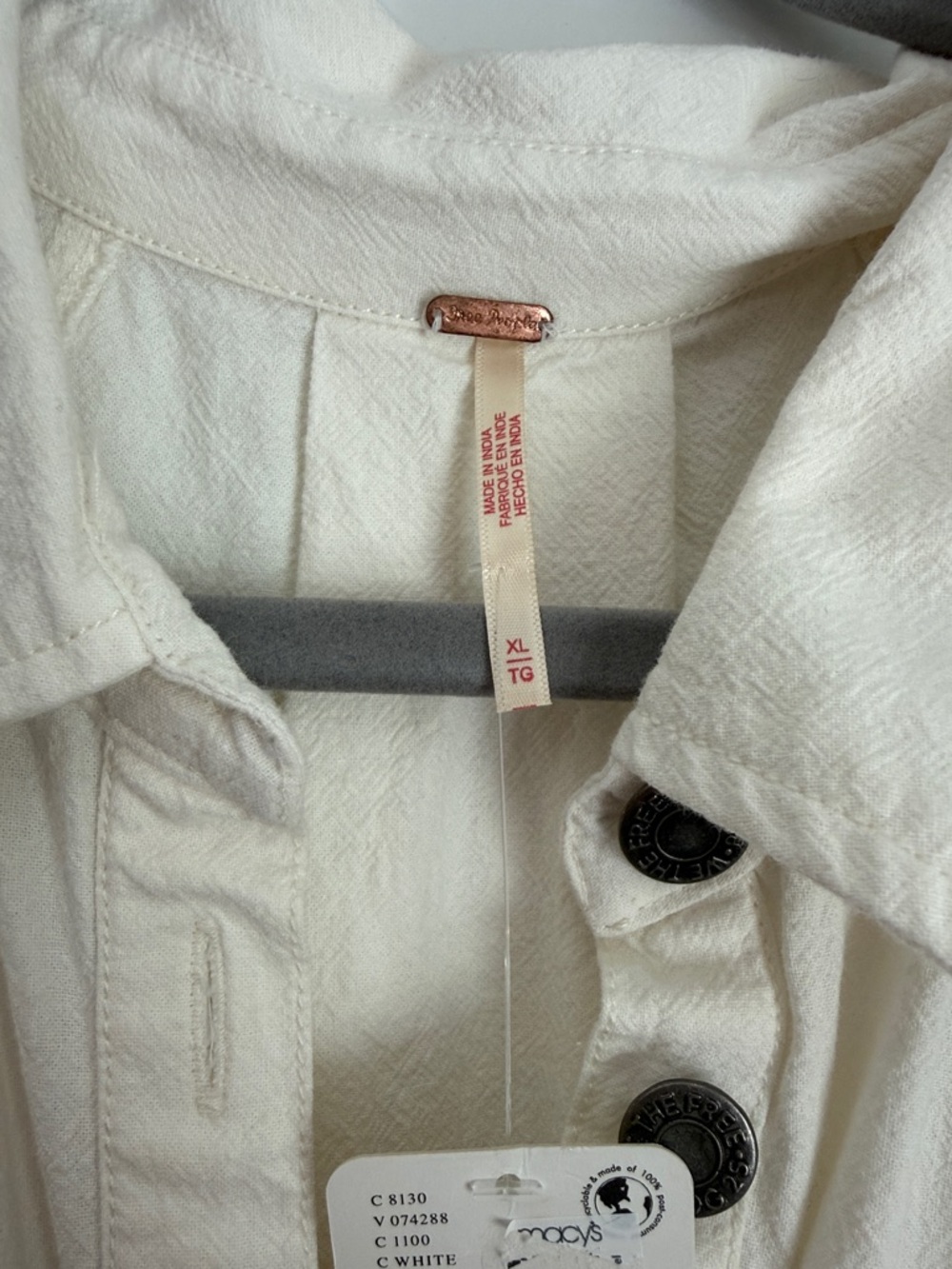 Free People Cream Short-Sleeve Button Midi Dress - Picture 3 of 6